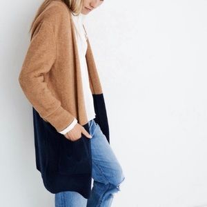 Madewell Kent Colorblock Cardigan Navy & Tan
